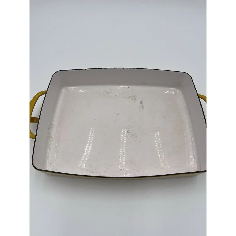 Dansk Kobenstyle Enamel Casserole Roasting Pan Yellow 8x10.5 Made In France MCM